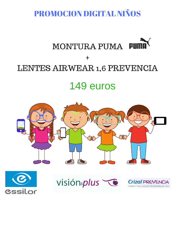 Promoción montura y lentes para niños